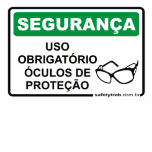 Placa ObrigatÃÂ³rio Uso de Ãâculos de SeguranÃÂ§a