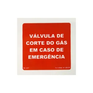Placa VÃÂ¡lvula Corte de GÃÂ¡s EmergÃÂªncia 15x15cm