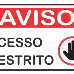 Placa Acesso Restrito 15x30cm