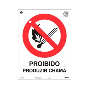 Placa P02 - Proibido produzir chama 15x20cm