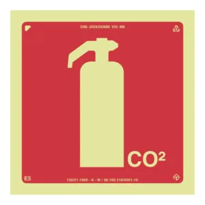 Placa E05 - Extintor CO2 15x15cm